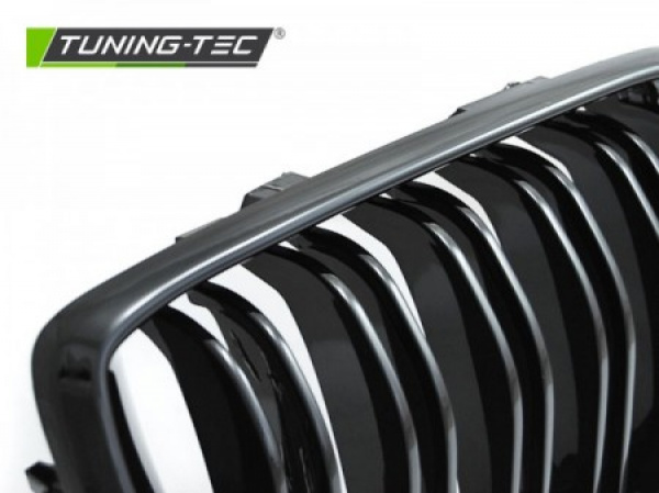 Upgrade Sportgrill Nieren für BMW 3er E46 LCI Limo/Touring 01-05 Hochglanz schwarz in Doppelsteg Design